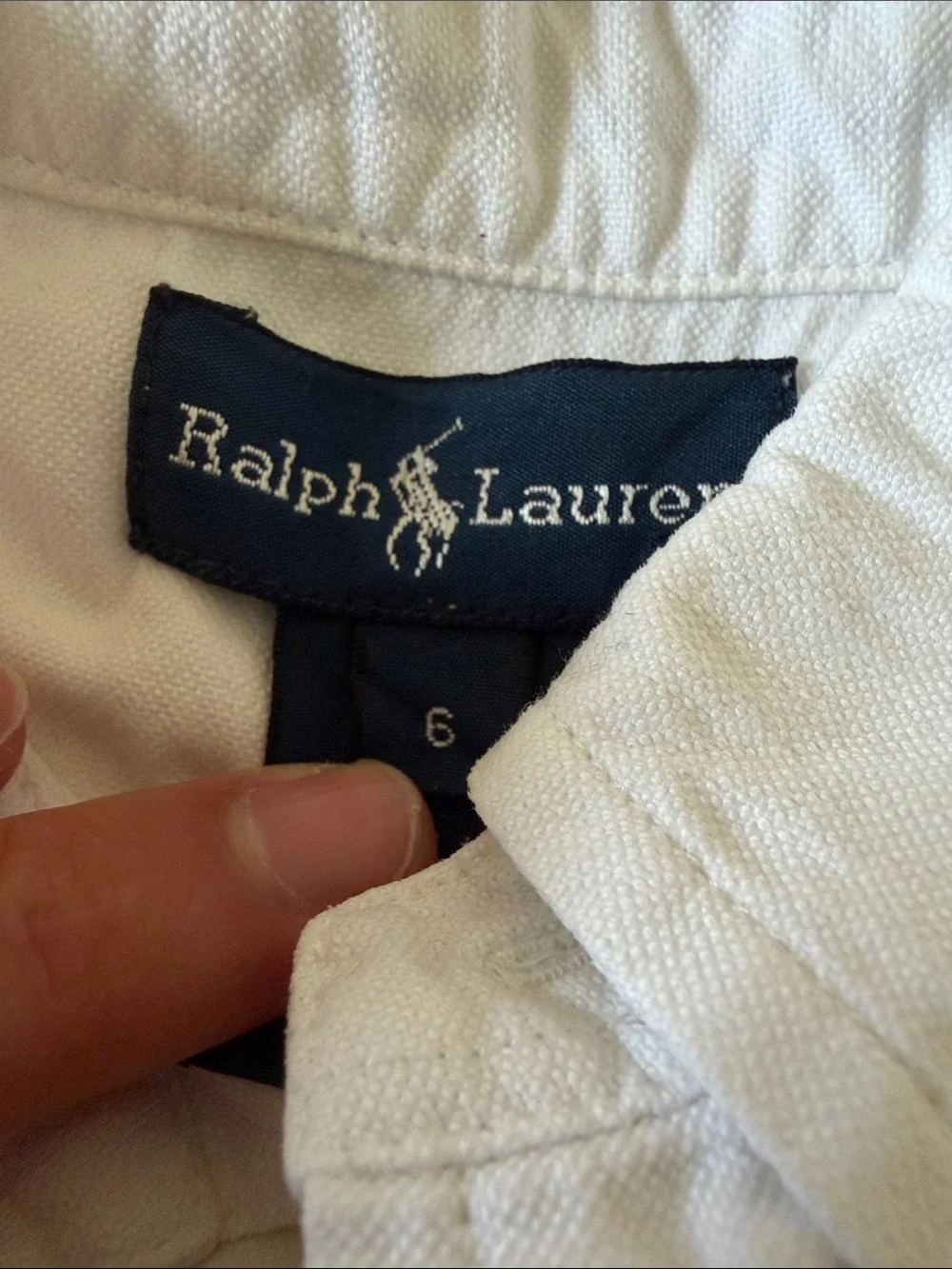 Ralph Lauren White Button-Down Dress Shirt with Pony Logo